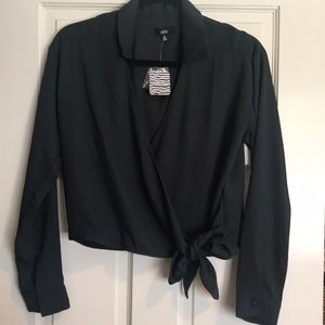 Tie front cropped blouse